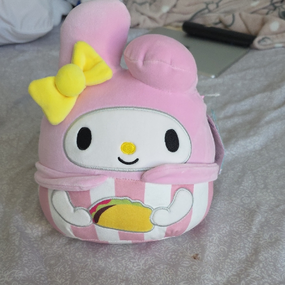 Cute Pink and Yellow Stuffed Bunny with Bow
